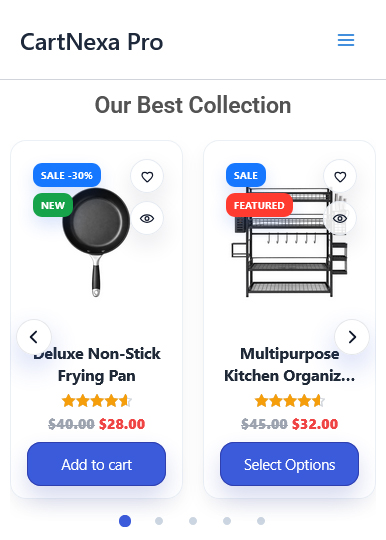 Mobile Featured Products Carousel Page
